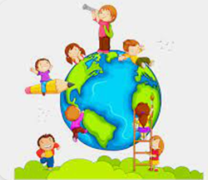 Picture of world and children exploring